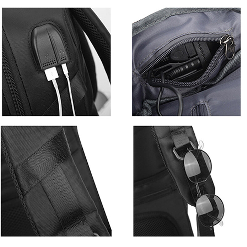 Reflective Men Anti-theft PVC 15.6 Inch Laptop Backpack USB Waterproof Notebook Rucksack Business Travel Bags Pack Bag For Male