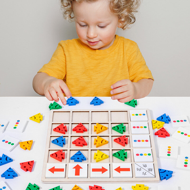 Puzzle Desktop Game Logika Pelatihan Arah Warna Panah Mainan Anak-anak Kognitif Anak Usia Dini Alat Bantu Mengajar Hadiah Anak-anak