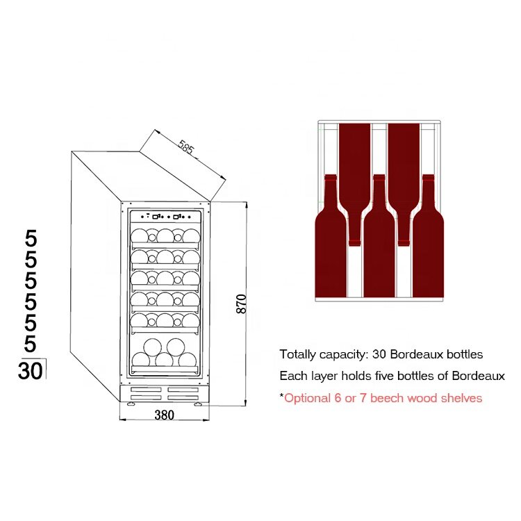 Enfriador de vino pequeño con control inteligente integrado, refrigerador de vino para casa/Hotel
