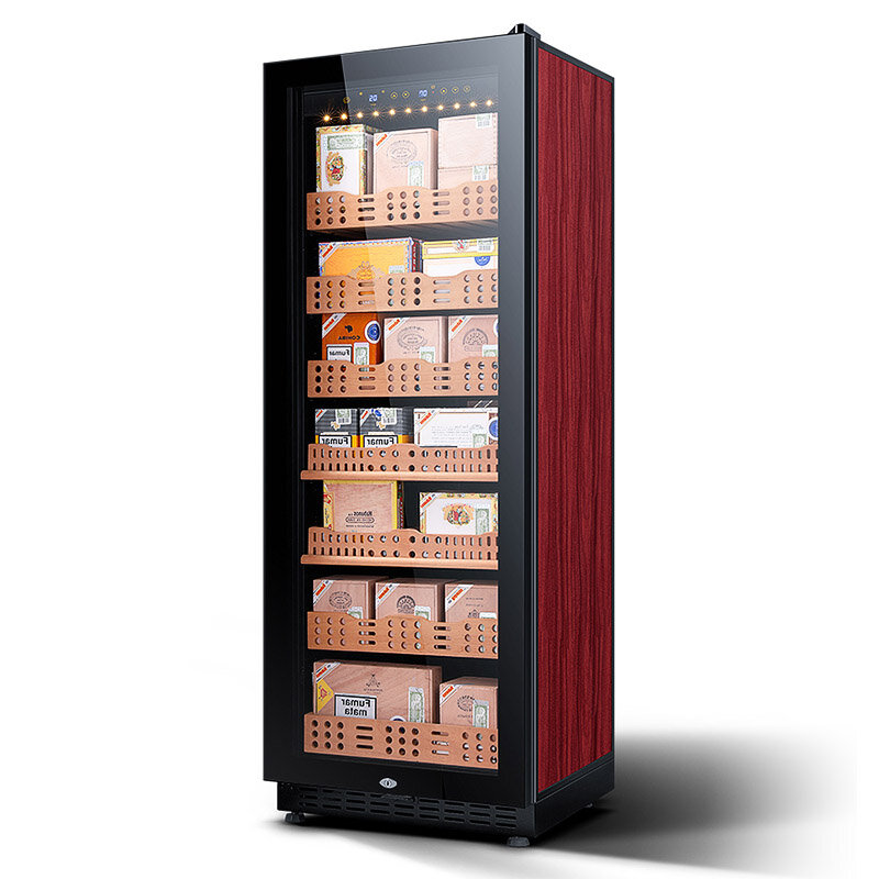ตู้เย็นไวน์ Cooler Chiller ซิการ์ Humidor ตู้อิสระขนาดกะทัดรัดไวน์ตู้เย็น103ขวดดิจิตอลควบคุมประตู