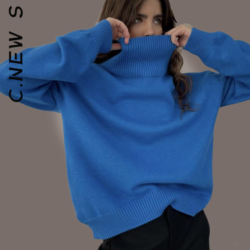 Женский свитер C.New S, вязаная водолазка, модный шикарный милый женский джемпер 2022, базовые популярные свитера, мягкая трикотажная женская одежда