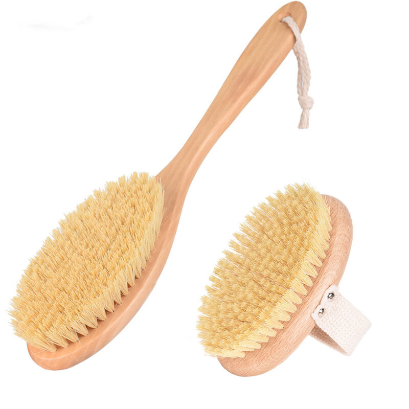 TREESMILE spazzola per massaggio esfoliante in Sisal naturale spazzola per il corpo in legno spazzola per massaggio cactus in fibra vegetale D30