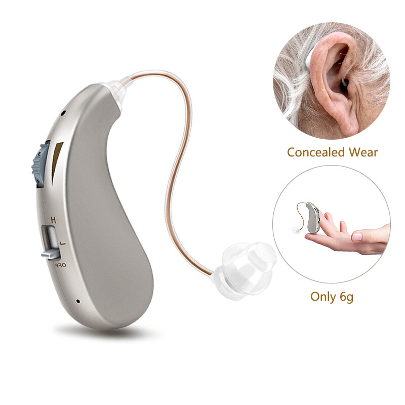 보이지 않는 보청기 충전식 1 개, 중도 청력 손실 청각 장애인 헤드폰