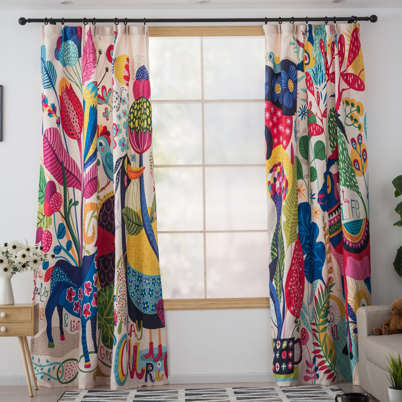 Karakteristik Nasional Seni Kepribadian Gaya Tirai Lukisan Minyak Tirai Gelap untuk Kamar Tidur Mode Ruang Tamu Tirai