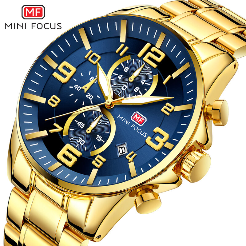 MINI-montre de luxe pour hommes, marque supérieure, dorée, étanche, chronographe multifonction, Business, nouveau