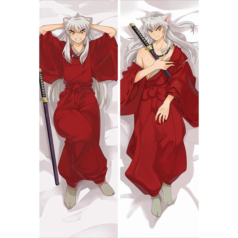 60x180cm anime inuyasha dakimakura caso travesseiro abraçando corpo waifu lado duplo impresso fronha cama decoração capa de almofada