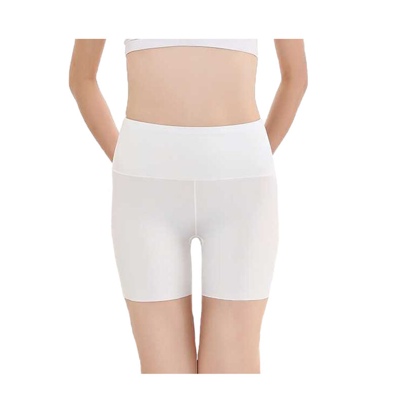 Ice Silk High Waisted Women Panties Traceless Safety Short Pants Black White Intimates Underwear Slimming High-stretch Boxers