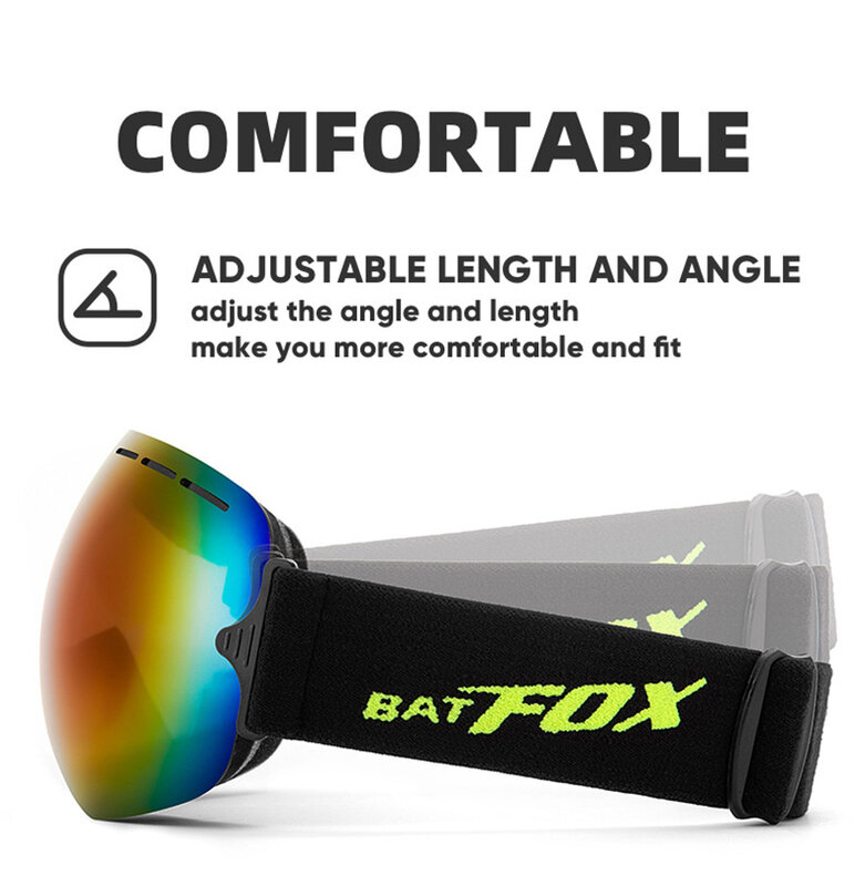 이중 UV400 자외선 차단 스키 고글 남녀 공용, 안개 방지 큰 스키 마스크 안경 스노우 고글