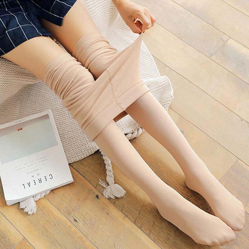 Celana Ketat Wanita Musim Dingin Kualitas Tinggi Rajutan Beludru Ketat Wanita Musim Gugur Elastis Disikat Legging Tetap Hangat Wanita Pantyhose Stoking