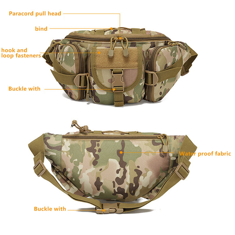Klatka piersiowa wodoodporna torba kempingowa wielofunkcyjna torba wojskowy kamuflaż męski do sportowych plecaków wędkarskich taktyczna talia