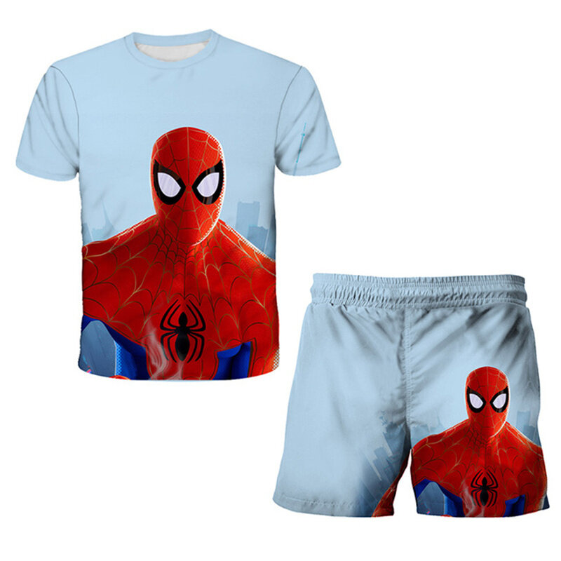 Conjunto de camiseta de superhéroes de Marvel para niños y niñas, ropa de Cosplay de Spiderman, regalo para niños y niñas, conjunto de 2 piezas