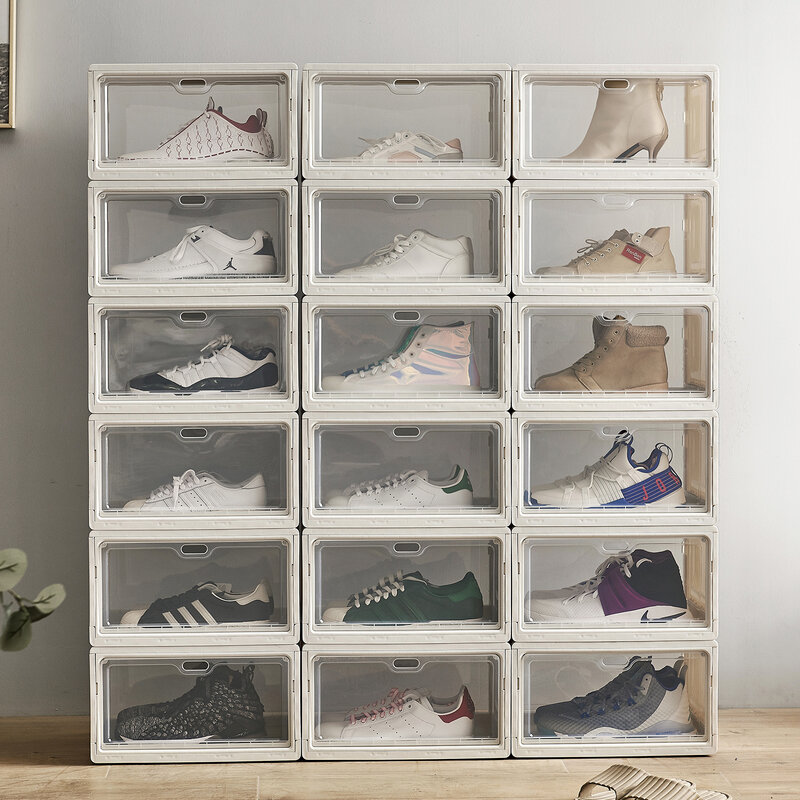 Pudełko na buty przeźroczyste tworzywo sztuczne typ szuflady pokoju wieloosobowym do butów przechowalnia rzeczy odporny na kurz wilgoć oszczędność miejsca składane szafka na buty