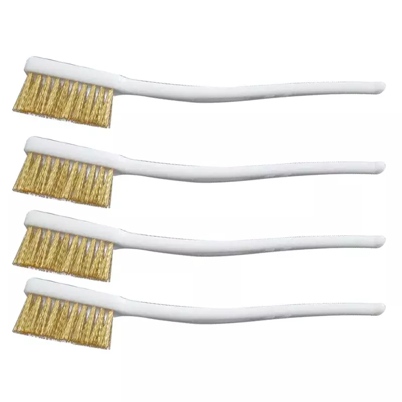1 Pcs 3 Row Wood Handle Wire Brush Copper Plated Brush For Industrial Devices Surface/Inner Polishing Grinding Cleaning Brush