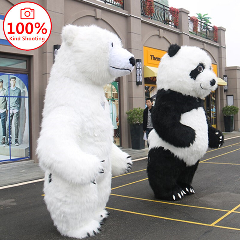 Giant Panda เครื่องแต่งกาย Street ตลกหมีขั้วโลกมิ่งขวัญเครื่องแต่งกาย Cosplay ตุ๊กตาตุ๊กตา Inflatable Mascot เครื่องแ...