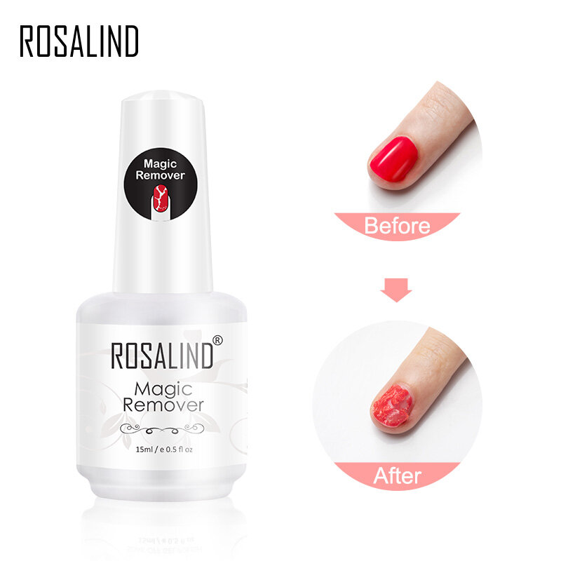 ROSALIND Magic Remover Nail Gel Polish Fast Clean Within 2-3 MINS Soak Off Gel Nail Polish Top Coat Nail Remover