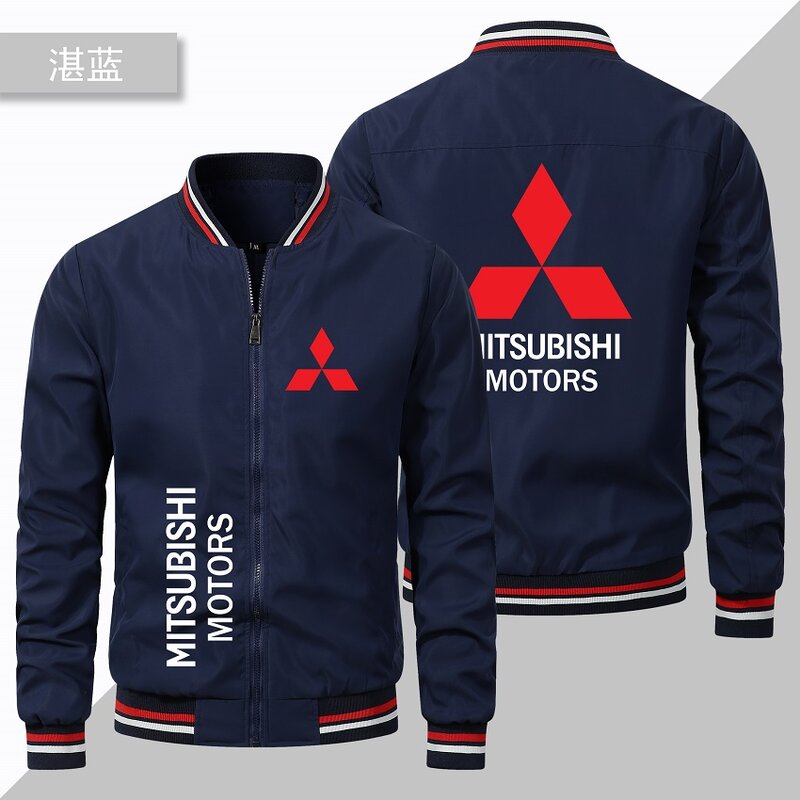 Новинка 2023, бейсбольная куртка, Мужская куртка с логотипом автомобиля Mitsubishi, модная бейсбольная куртка на молнии, с вышивкой