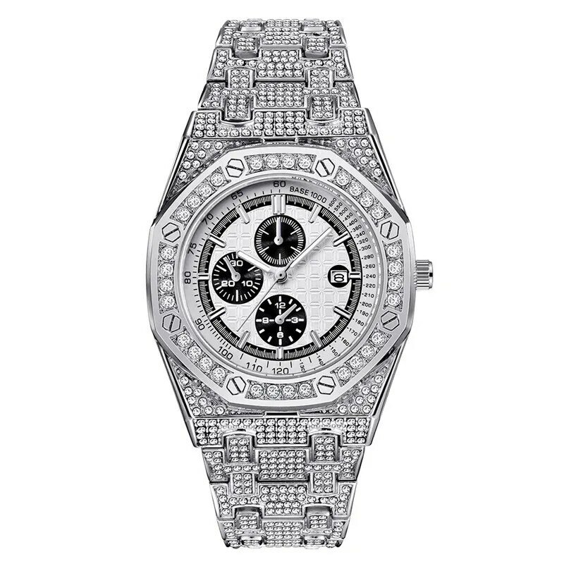 2023 Fashion Iced Out Watch Men Hip Hop Diamond Mens Watches Top Brand Luxury Quartz Watch Clock Relogio Masculino Drop Shipping