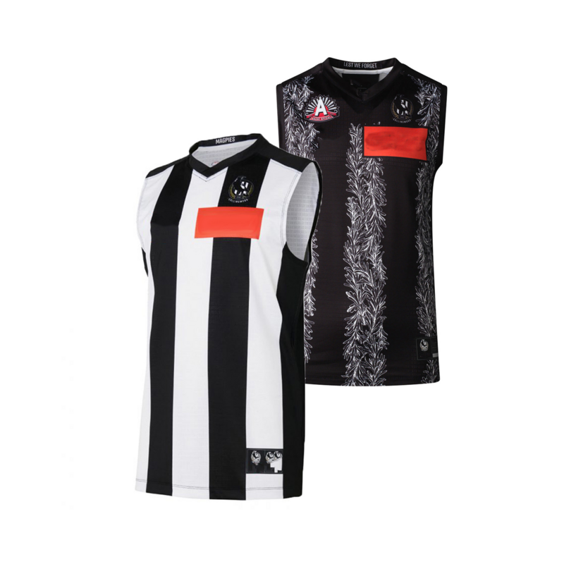Collingwood Magpies 2021 Mens  Home/ANZAC Guernsey Rugby Jersey S-3XL
