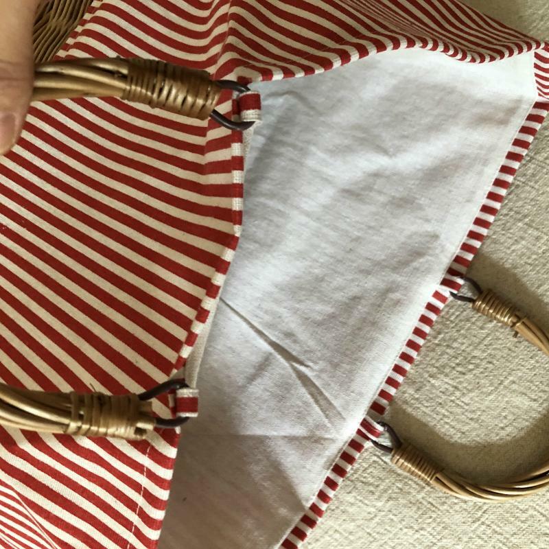 Listrado lona rattan bolsa feminina moda grande capacidade tecido sacola mulher designer marca simples sacola de compras senhoras 2022
