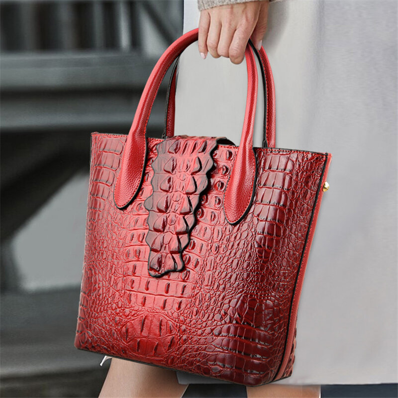 Novo saco de luxo mulher marca designer bolsa lacoste ombro sacos bolso grande crocodilo padrão casual tote moda crossbody