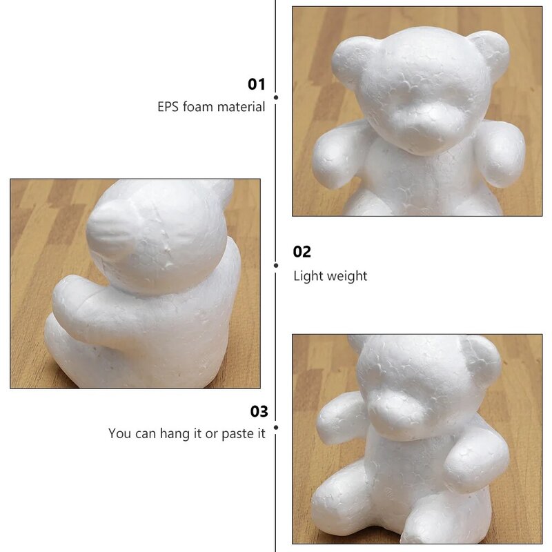 2pcs Fashion Lovely Creative DIY Bear Model Adorable Embryo Model White Craft Modeling Bear Mould for Home Decor