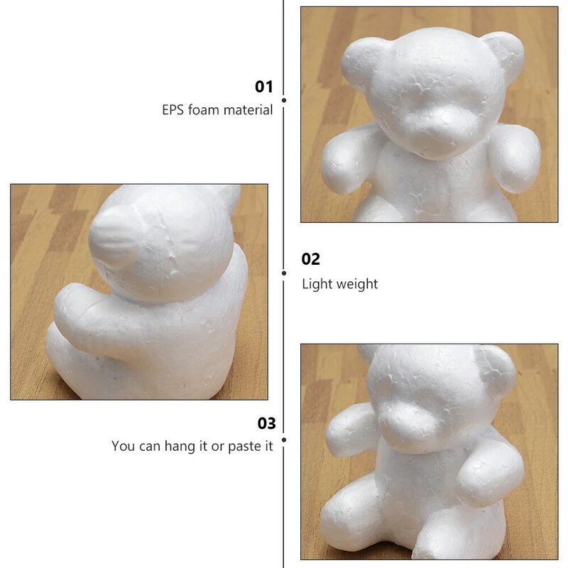 2 pçs moda adorável criativo diy urso modelo adorável embrião modelo branco artesanato modelagem urso molde para decoração de casa