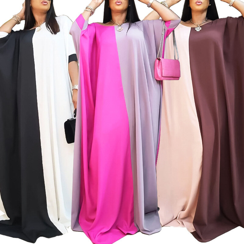 Nieuwe Mode Leisure Afrikaanse Kleding Gewaad Marocaine Dashiki Abaya Dubai Stijlvolle Kwa Print Losse Lange Jurken Gratis Grootte PT616