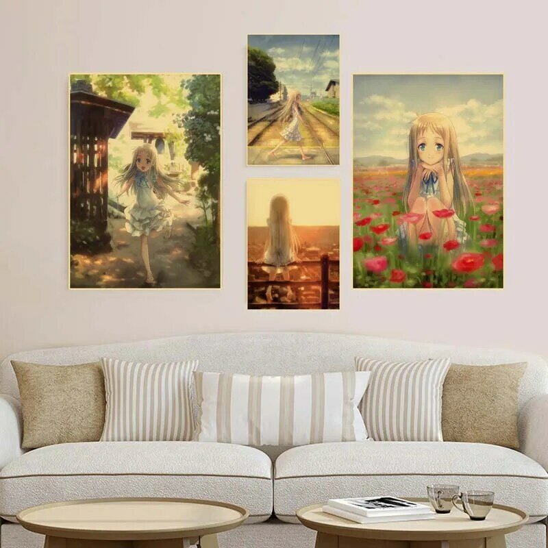 Diy decoração de casa clássico anime japonês anohana kraft papel posters da parede do vintage arte imprime pinturas quarto decoração mural presentes