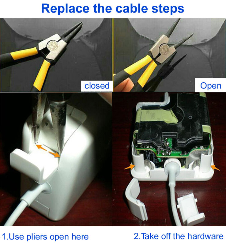 Réparation de remplacement magnétique AC/DC MagSaf * 1 2 câbles de cordon adaptateur pour Apple Macbook Air Pro 45W 60W 85W chargeur d'alimentation 100% nouveau