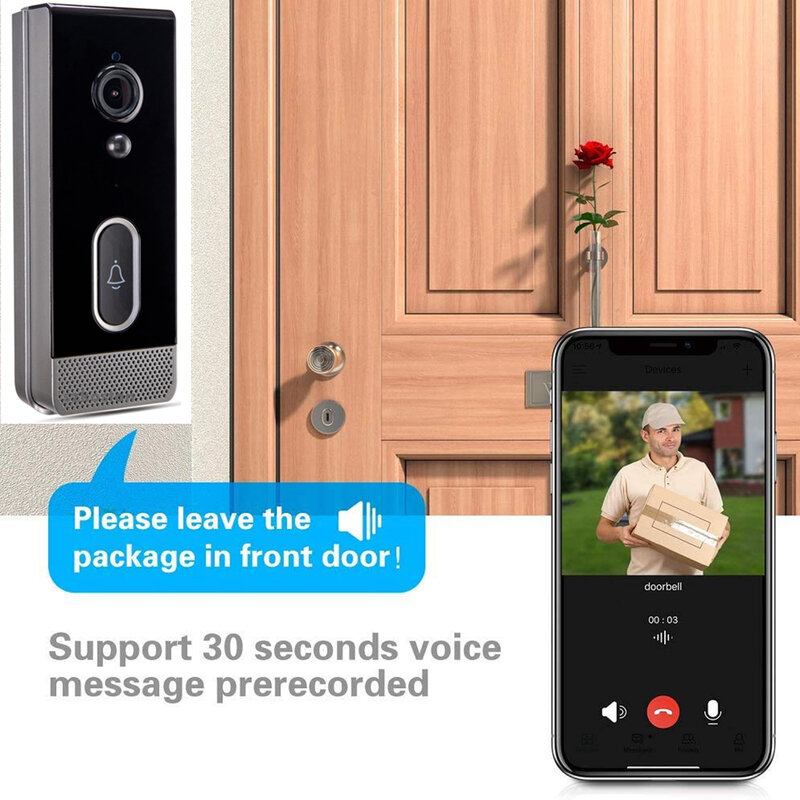 Tuya-timbre de puerta inalámbrico para el hogar, intercomunicador con cámara de vídeo WiFi 1080P para exteriores, protección de seguridad para apartamentos, Alexa