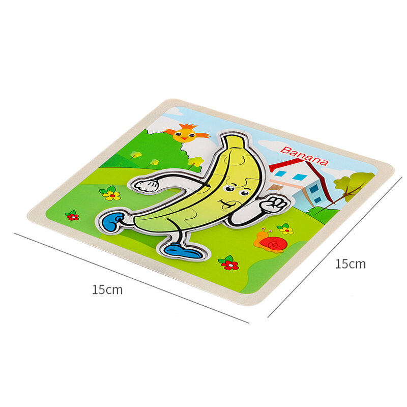 Animal frutas cognição quebra-cabeça moda pai-filho brinquedo interativo 3d placa de madeira crianças brinquedos educativos