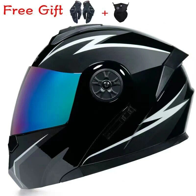 El último casco de motocicleta para adultos, casco de seguridad general antiniebla de doble lente para las cuatro estaciones para hombre y mujer