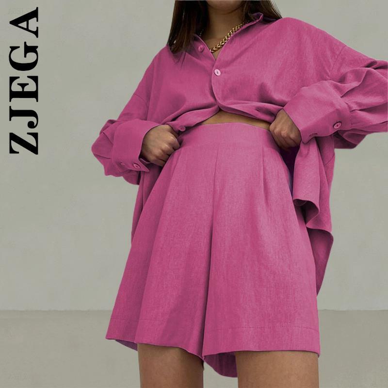 Комплект Zjega для женщин, новые женские брюки, короткие брюки, комплект из 2 предметов с коротким рукавом, базовые спортивные костюмы для вече...