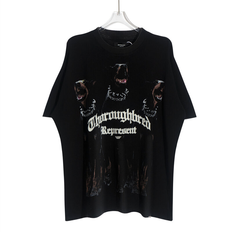 Harajuku T-Shirt da uomo 2022 Summer Dog Letter Printed Vintage T Shirt Hip Hop Streetwear Cotton oversize Loose Washed Top Tees