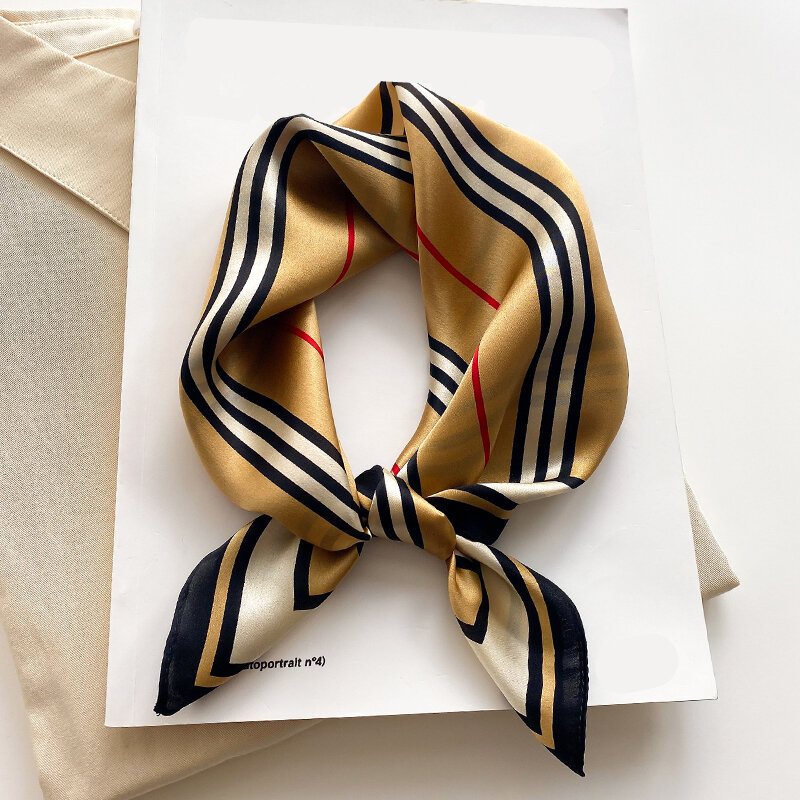 Маленький шелковый шарф, Женская квадратная повязка для волос, чистый платок на шею, бандана, высококачественные галстуки для волос, ленты, ...