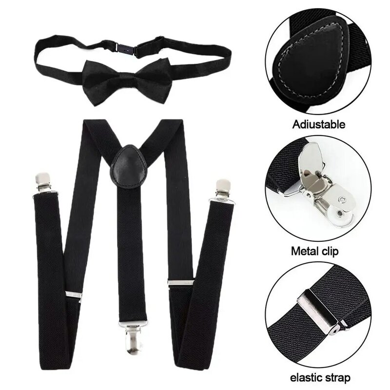 Tirantes de cuero para hombre y mujer, elástico ajustable Unisex con lazo, Set de corbatas, regalo