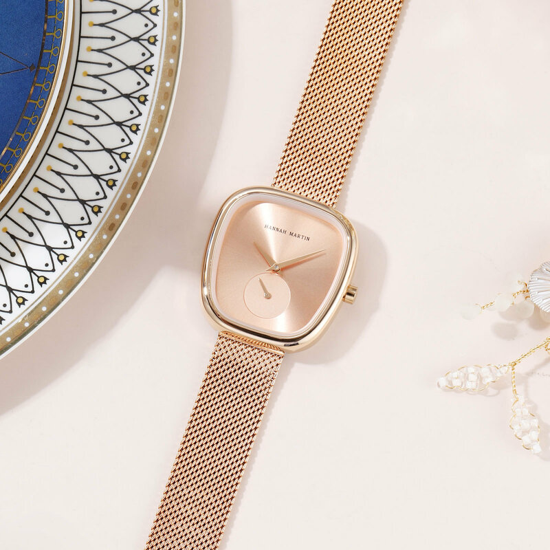 Tonneau jam tangan wanita Quartz elegan sederhana, jam tangan gelang kasual modis desain baru 2023