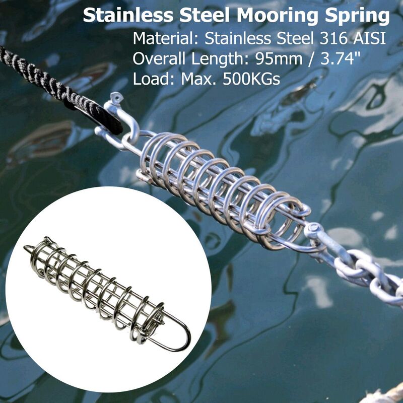 Boat Docking Mooring Spring Stainless Steel 316 AISI Damper Snubber Marine Springs Corrosion Resistance Max Load 500KG