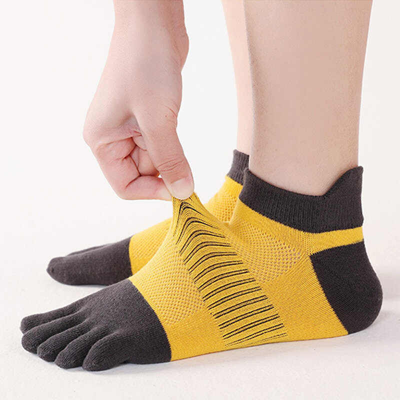 5 Pairs Ankle Sport Toe Socks Cotton Bright Color Sweat-Absorbing Anti-Bacterial Run Fitness Travel 5 Finger Socks 4 Seasons