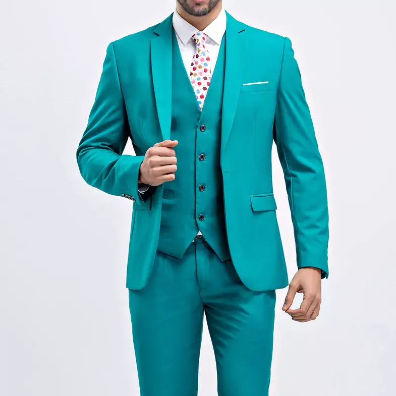 (เสื้อ + กางเกง + เสื้อกั๊ก) 2021 High-End ธุรกิจพรหมผู้ชายชุดสูทชาย Casual Tuxedo ชุดผู้ชาย3ชิ้นชุด