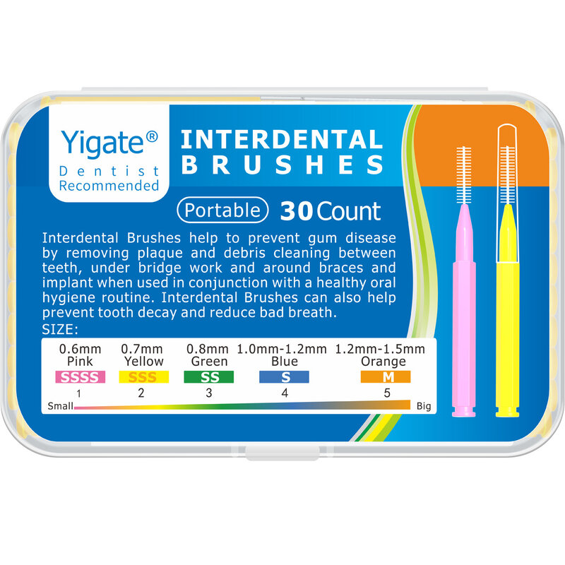 Cepillo Interdental en forma de I, cepillo de dientes Interdental de ortodoncia para adultos y niños, de pelo suave, 30