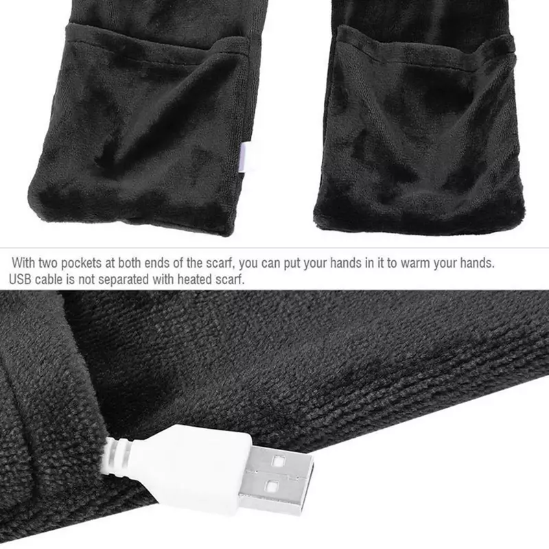 Unisex zimowy akumulator podgrzewany szalik USB ogrzewanie szalik pluszowy kołnierz szybkie ogrzewanie przyjazny dla skóry szalik grzewczy
