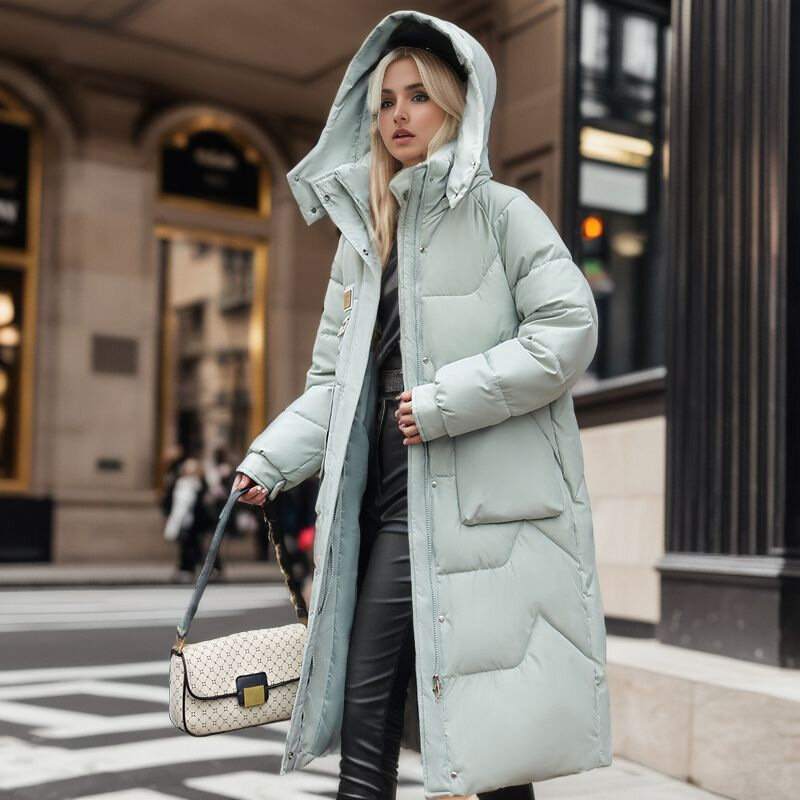 Jaqueta com capuz quente de inverno feminina, casaco de algodão glamoroso, parca grossa, sobretudo feminino, nova moda, 2023, 2023