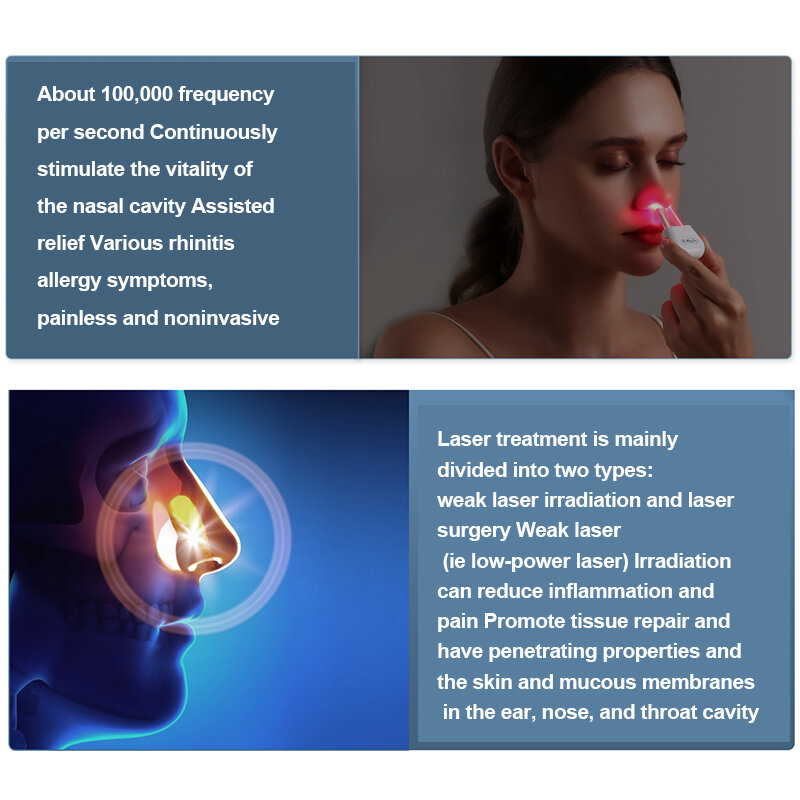Bio luz nariz rinite sinusite cura terapia massagem nariz febre do feno baixa frequência pulso laser runny espirrar tratamento máquina