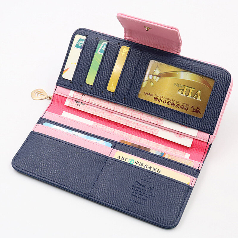 Moda feminina carteira de bolso de moedas de couro do plutônio longo zíper senhoras saco de telefone móvel grande capacidade multi-cartão embreagem bolsas femininas