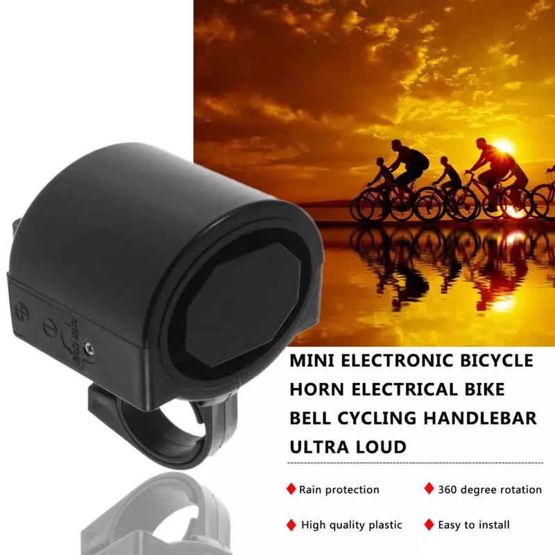 Mini eletrônico chifre bicicleta elétrica sino ciclismo guiador ultra alto anel de alarme alimentado por bateria 360 graus rotação