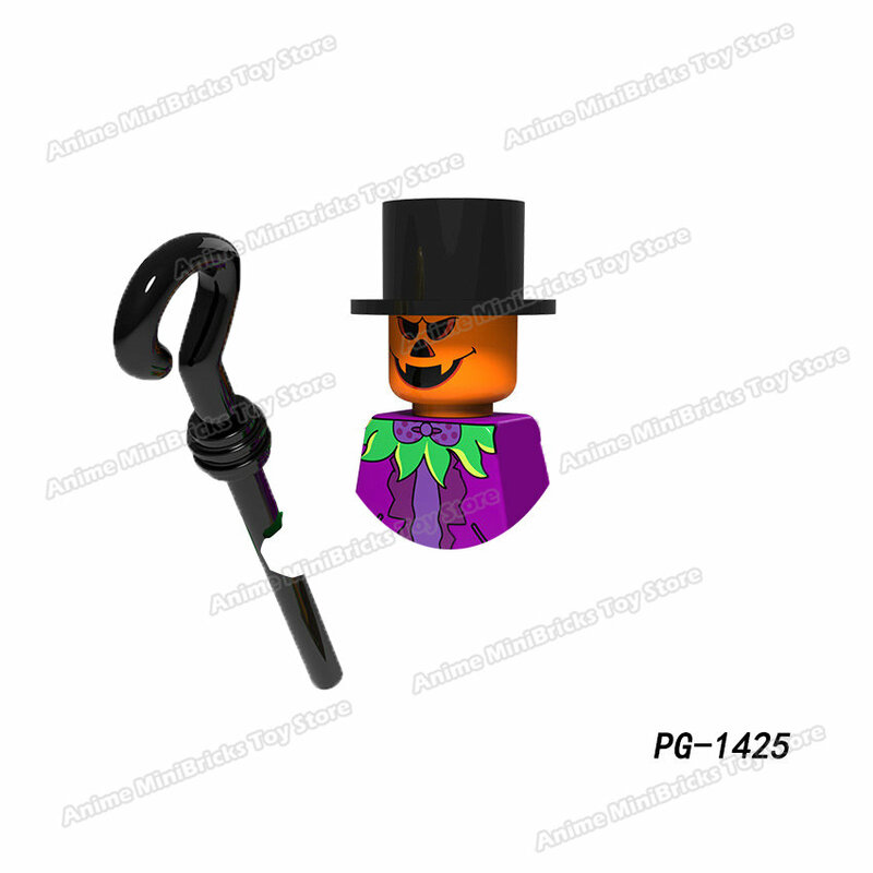 Horror Freddy Jason Zombie Halloween klocki cegła dynia wampir czarownica Mini figurka głowy zabawki edukacyjne dla dzieci