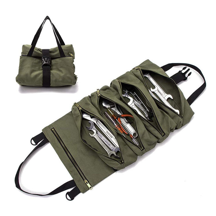 Mintiml Tool Bag multiuso Tool Roll Bag Wrench Roll Pouch Hanging Tool Zipper Carrier Tote borsa per attrezzi da lavoro