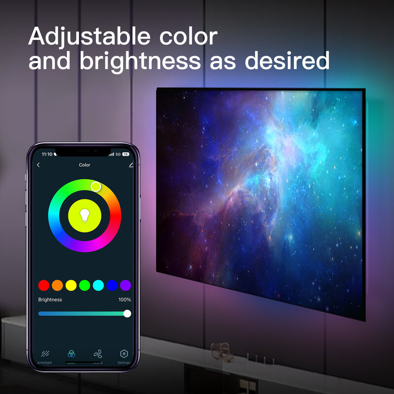 MOES Wifi Smart Ambient Lighting TV Backlight HDMI 2.0 Device Sync Box Led Strip Lights Kit Alexa Voice Google Assistant Control