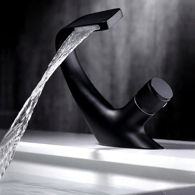 Waterfall Bathroom Faucet Mixer Curve Design Splash Proof Basin Water Tap Shower Head Plumbing Tapware For Bathroom Accessories